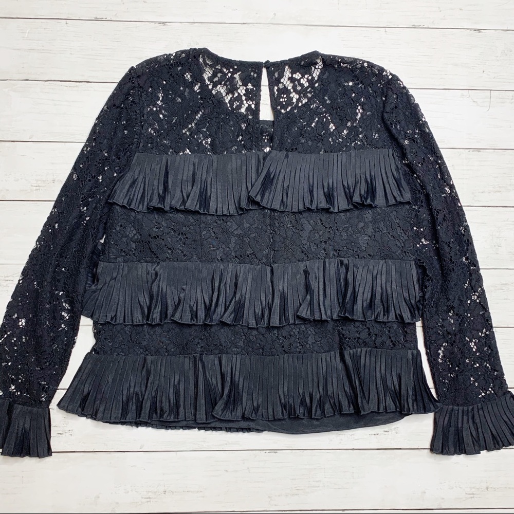 J. Crew Black Ruffle & Lace Top - Picture 2 of 8